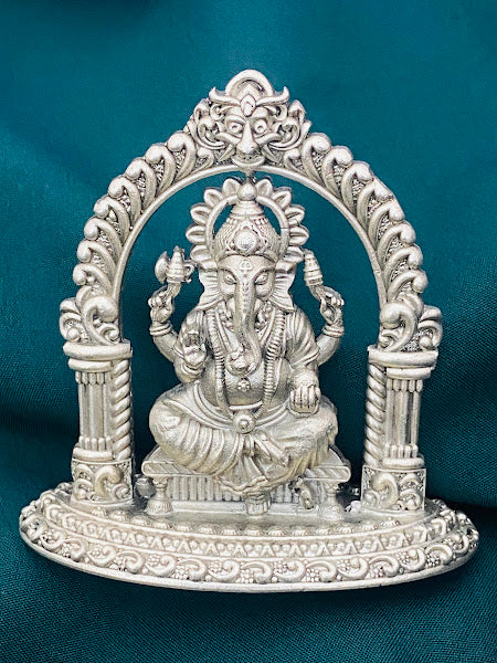 925 Antique Silver Ganesa Statue With Arch - 2.5 Inches