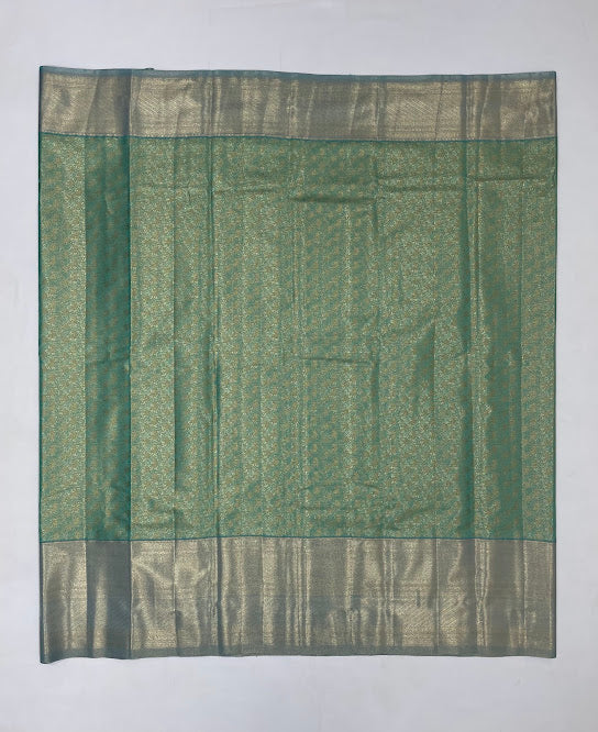 Sea Green Color Pure Kanchi Silk With Gold Zari Work Saree In Chandler