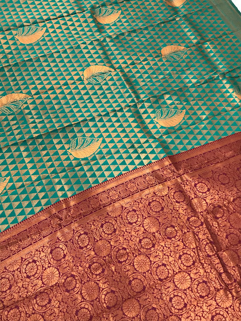 Beautiful Teal Green Colored Art Silk With Contrast Border In Tucson