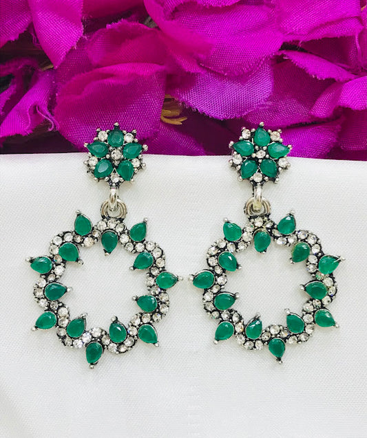 Alluring Green Color Oxidized Earrings For Women