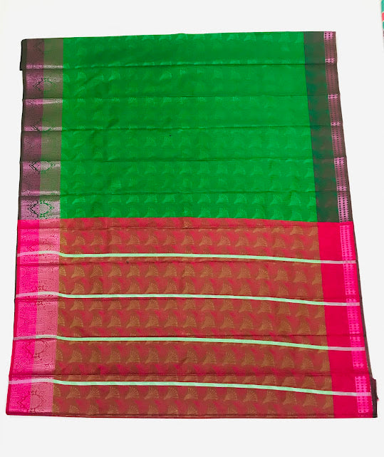 Alluring Green Colored Art Silk With Contrast Pink Colored  Border Royal Look Saree In Tucson