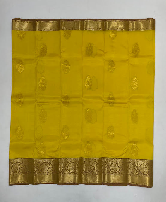  Yellow Color Kanchi Silk With Gold Zari Work Saree In Chandler 