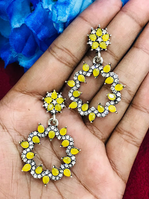 Yellow Colored Oxidized Earrings For Women In USA