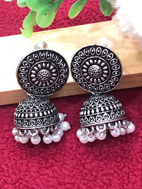 Silver Color Jhumka Earrings For Women In Yuma