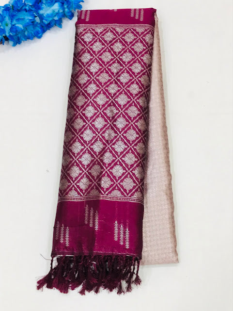 Elegant Beige Colored Art Silk With Contrast Border Saree For Women