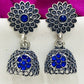 Beautiful Blue Color Oxidized Stone Worked Earrings