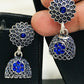 Beautiful Blue Color Oxidized Stone Worked Earrings Near Me