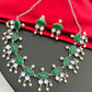 Fashionable Emerald Designer Oxidized Necklace With Studded Earrings