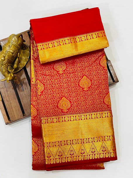 Red Color Pure Kanchi Silk Saree For Women Near Me