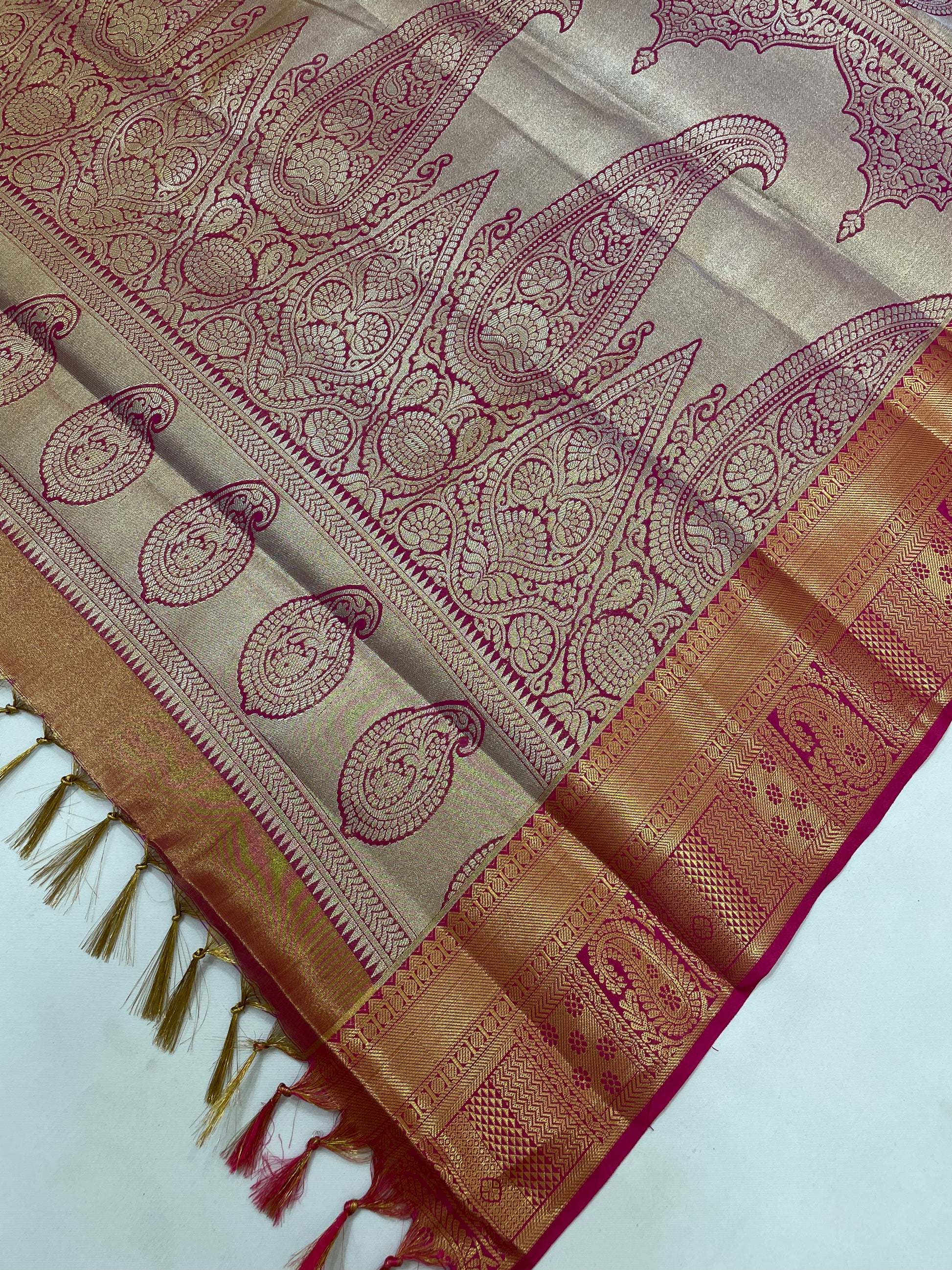 Gold Color Pure Kanchi Silk With Gold Zari Work Saree In Phoenix