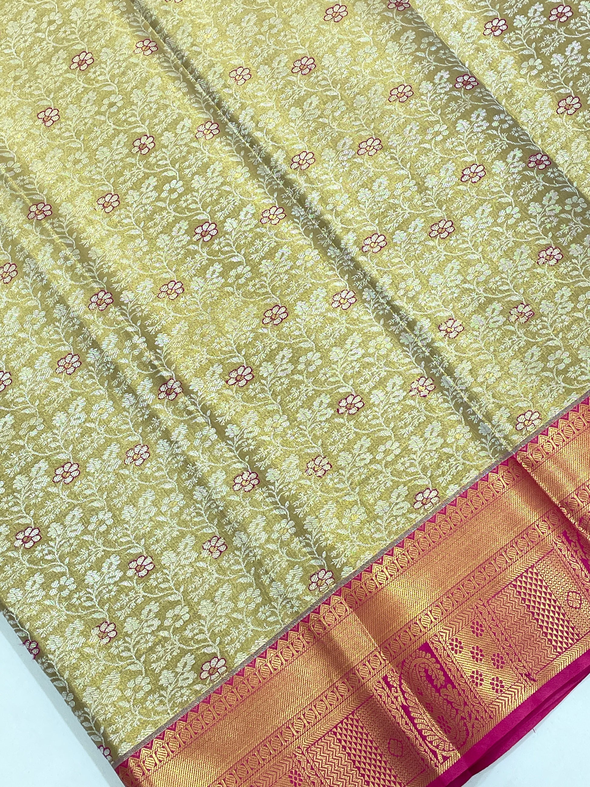 Gold Color Pure Kanchi Silk With Gold Zari Work Saree In Yuma