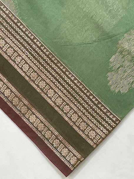 Olive Green Color Saree With Zari Work In Chandler