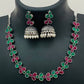 Leaf Design Multicolor Silver Oxidized Necklace With Jhumka Earrings Near Me
