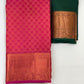 Attractive Pink Color Floral Motifs Art Silk Saree With Green Blouse In Mesa