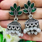 Alluring Gorgeous Green Colored Oxidized Earrings For Women