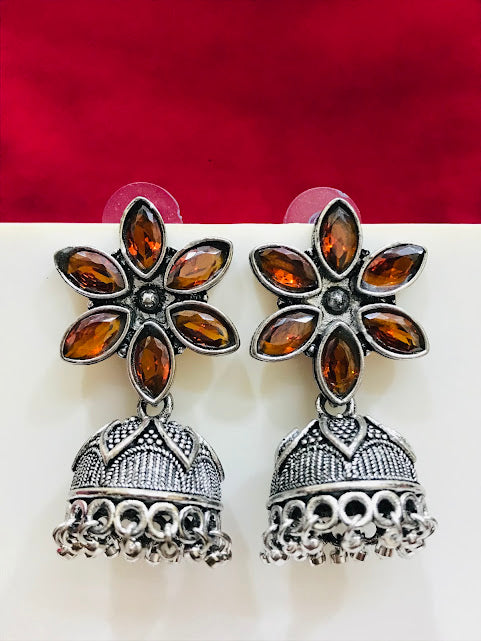 Brown Colored Oxidized Earrings For Women In USA