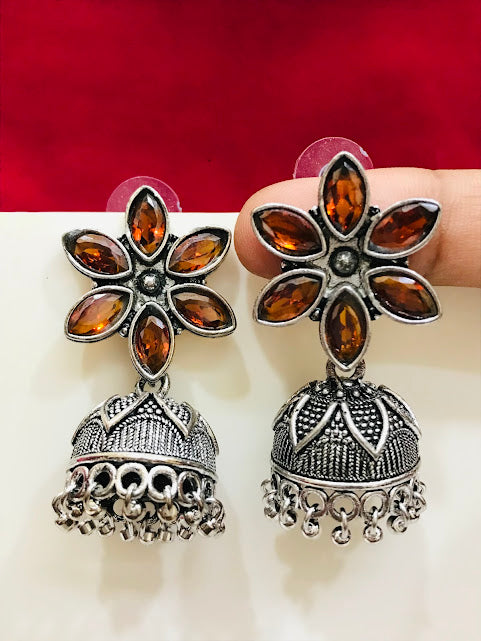 Brown Colored Oxidized Earrings For Women In Yuma