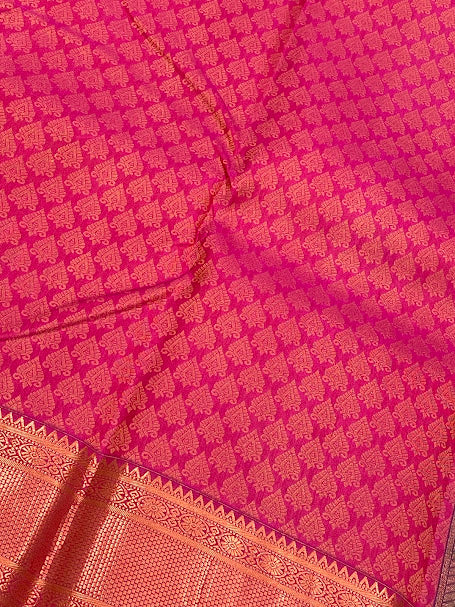 Attractive Pink Color Floral Motifs Art Silk Saree In Peoria