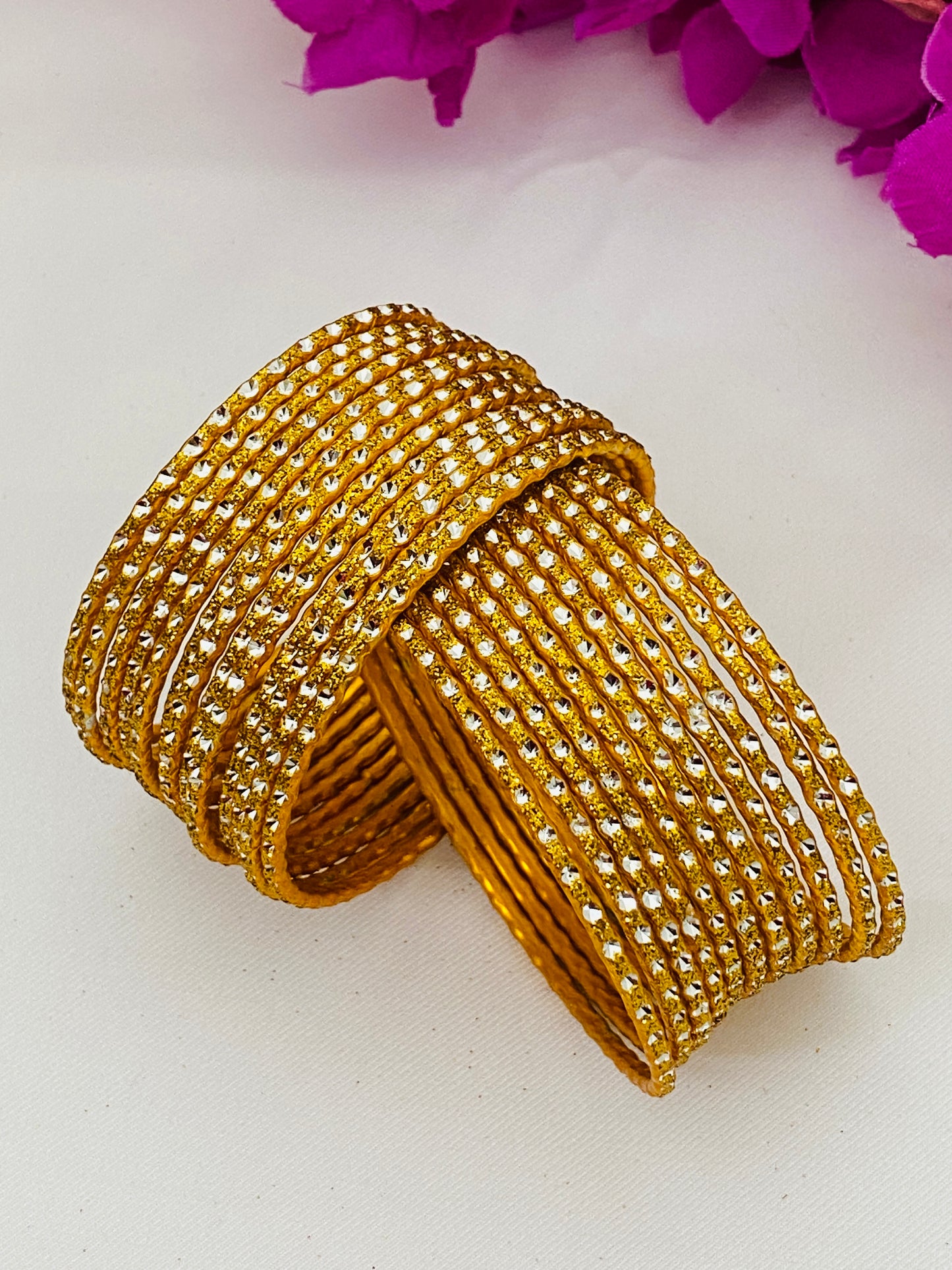 Metal Bangle Set With Glitters In USA