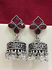 Rani Pink Oxidized Earrings For Women In Peoria