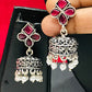 Gorgeous Rani Pink Colored Oxidized Earrings For Women