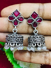 Rani Pink Colored Oxidized Earrings For Women Near Me