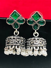 Gorgeous Green Colored Oxidized Earrings For Women