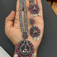 Long Lakshmi Pendant Necklace With Earrings In Cotton Wood