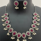 Oxidized Silver Necklace Set With Earrings in Gilbert