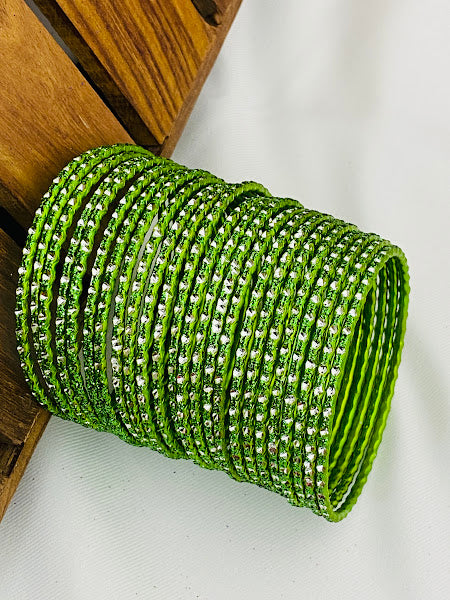 Charming Light Green Color Bridal Metal Bangles