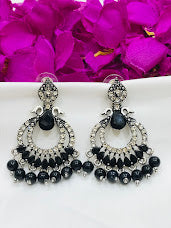 Beautiful Oxidized Black Color Beads worked Earrings