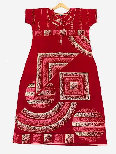 Attractive Red Color Geometric Designed Night Wear Near Me