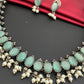 Appealing Pastel Green Stone Studded Oxidized Necklace Set in USA