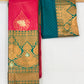 Alluring Pink With Green Colored Art Silk Saree For Women In USA
