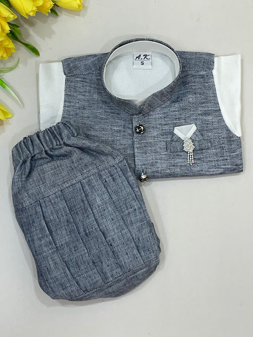 Gray Color Sherwani Suits With Brooch Pin In USA
