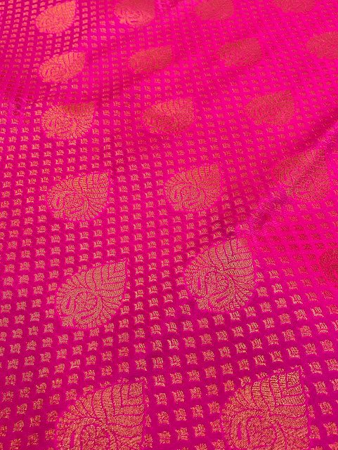 Dark Pink Color Floral Motifs Art Silk Saree In Mesa