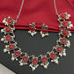 Red Stone Studded German Silver Oxidized Necklace Set Near Me