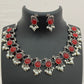  Red Stone Studded German Silver Oxidized Necklace Set With Unicorn Design in USA