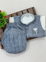 Gray Color Cotton Sherwani Suits With Brooch Pin Near Me