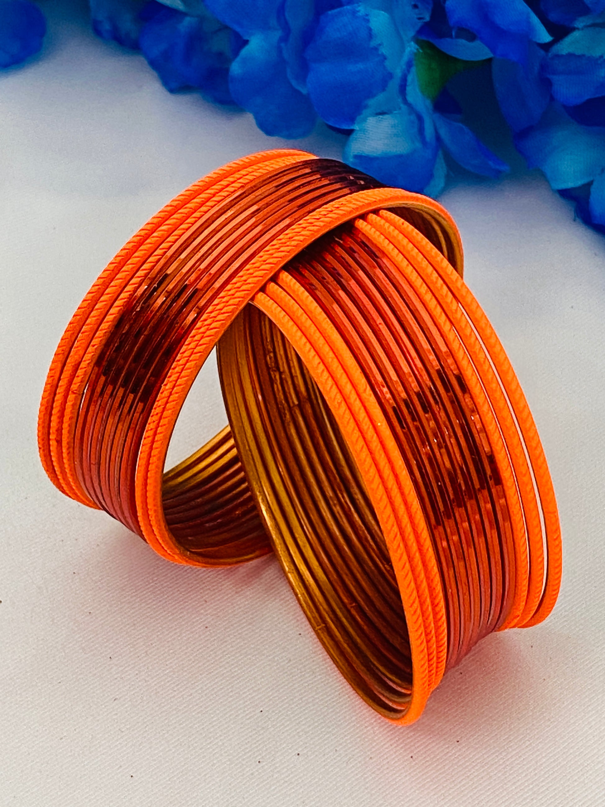 Traditional Orange Color Plain Metal Bangles In USA