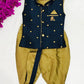 Handsome Navy blue Sleeveless Ethnic Jacket kurta dhoti set