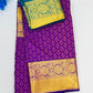 Charming Purple Color Floral Motifs Art Silk Saree With Gold Zari Work For Women - SILKMARK CERTIFIED