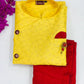 Spunky Lion King Embroidered Yellow & Red Kurta With Dhoti In Tempe