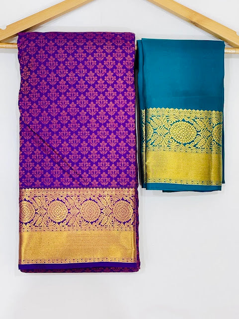 Purple Color Art Silk Saree With Gold Zari Work For Women In USA