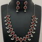 Maroon Color Oxidized Necklace Set With Pearl Beads Near Me