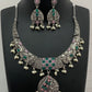 Choker Necklace Set With Emerald And Pink Stone in USA