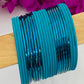 Royal Teal Blue Color Traditional Plain Metal Bangle Set