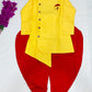 Spunky Lion King Embroidered Yellow & Red Kurta With Dhoti