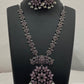 Stunning Pink Color Floral Design Oxidized Necklace Set With Earrings in USA