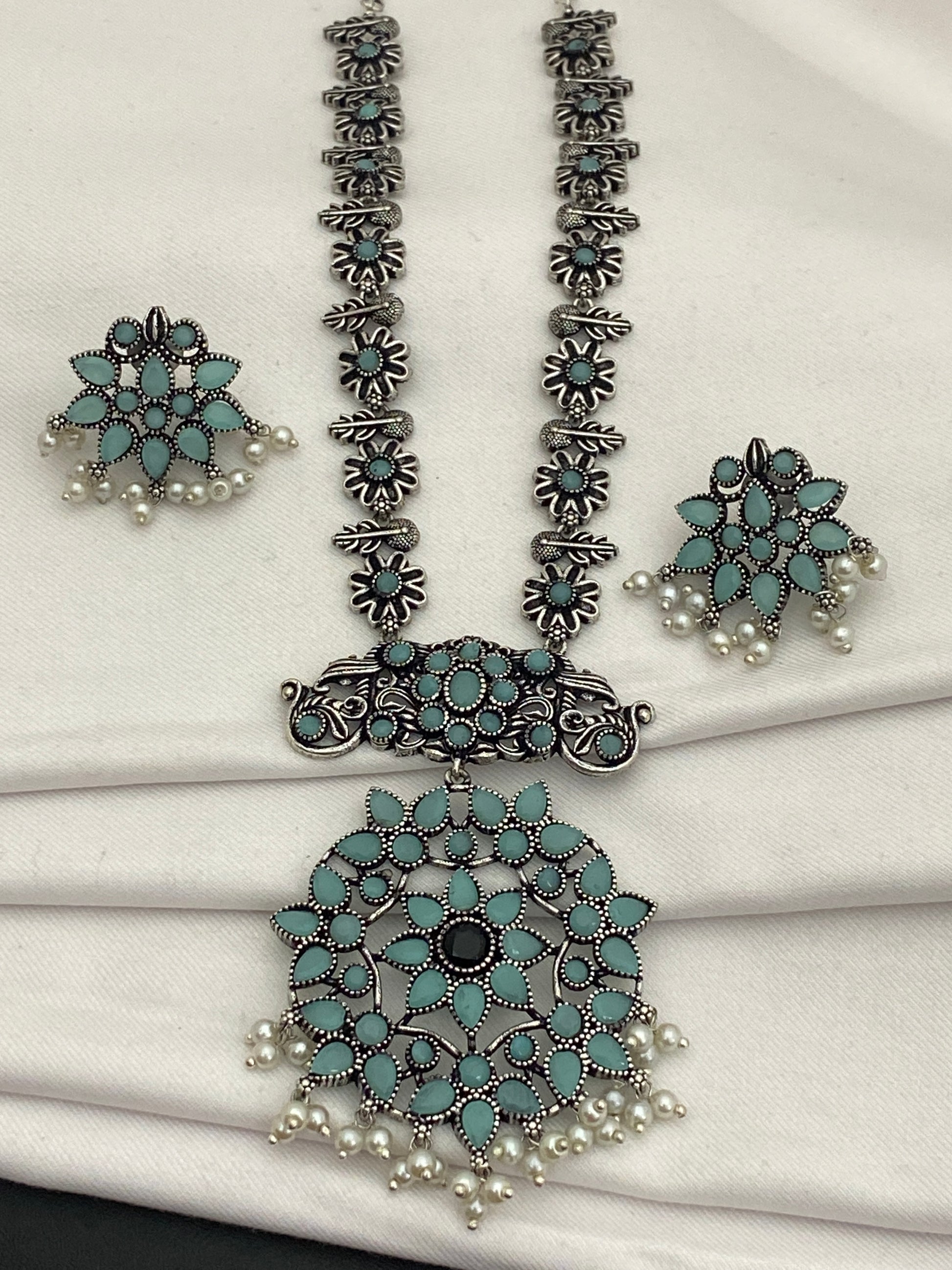 German Silver Oxidized Necklace With Earrings in Tucson